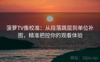 菠萝TV像校准：从段落跳层到单位补图，精准把控你的观看体验