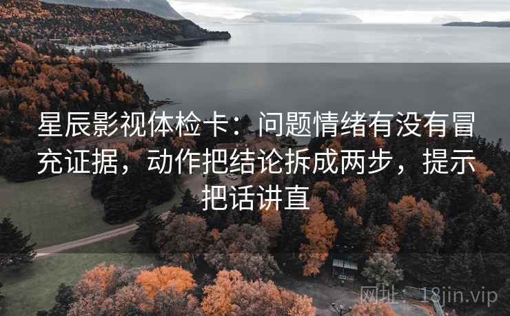 星辰影视体检卡：问题情绪有没有冒充证据，动作把结论拆成两步，提示把话讲直
